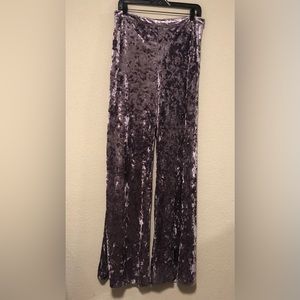 Zara Crushed Velvet Wide Leg Pants in gray
